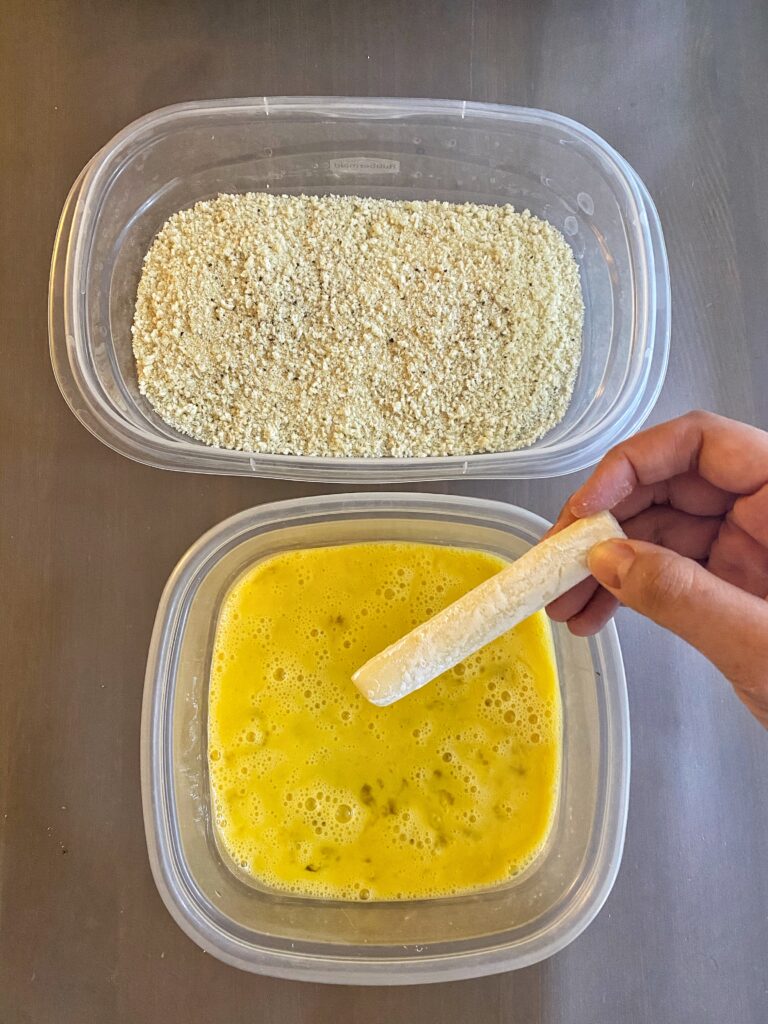 Preparing Mozzarella Sticks