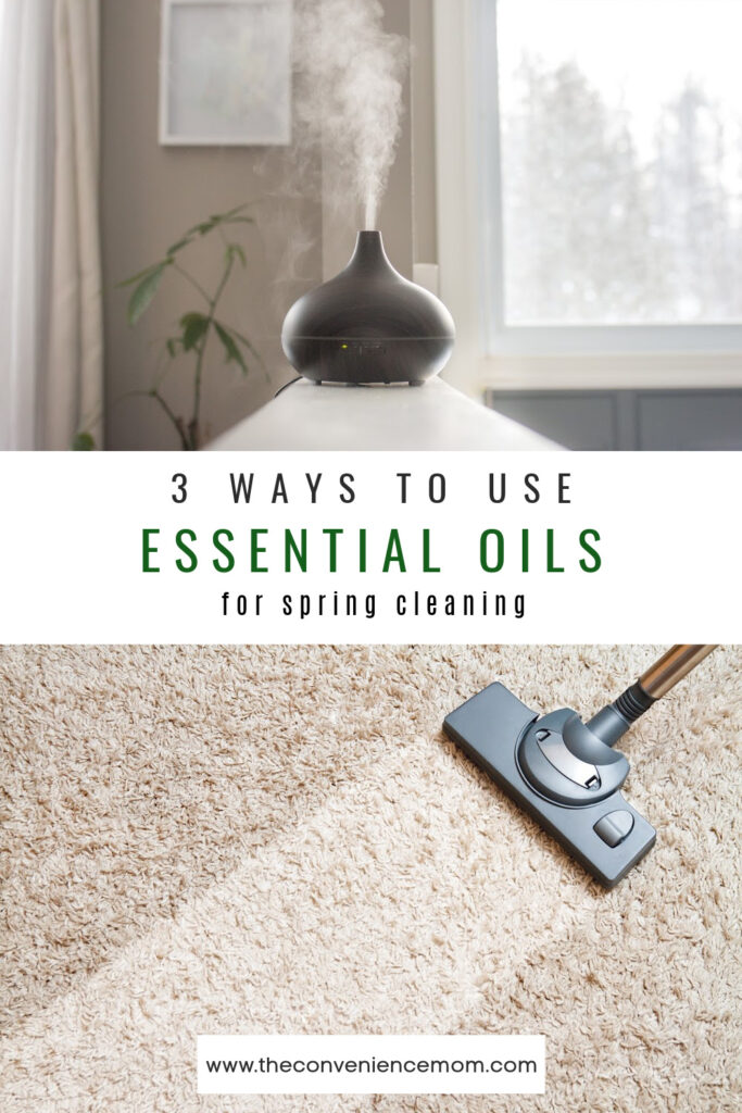 image of diffuser and vacuum to demonstrate how to use essential oils for spring cleaning