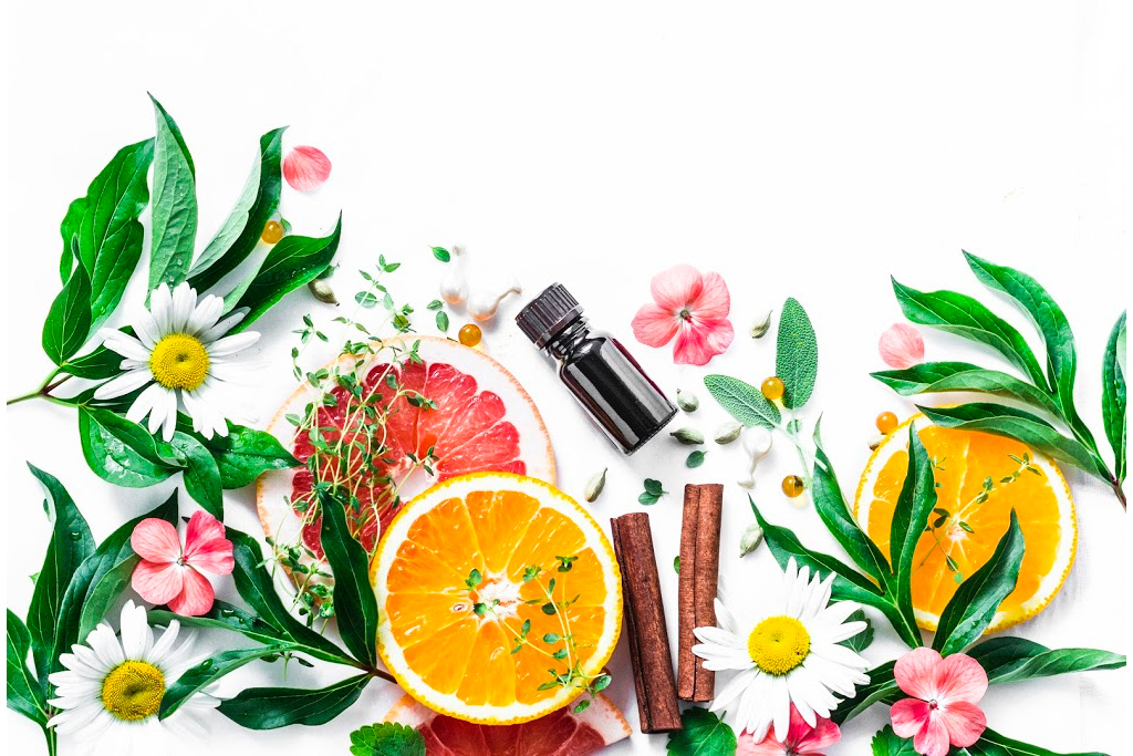 image of fruit and essential oils